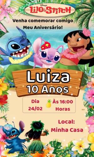 Convite de Aniversário Lilo e Stitch para Editar Online