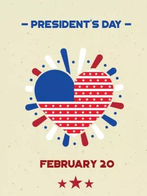 Editable President's Day Card with Patriotic Heart Design