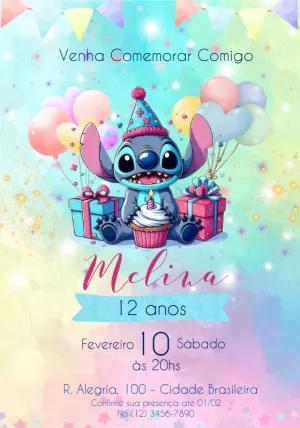Convite de Aniversário Stitch Fantasy para Editar Online