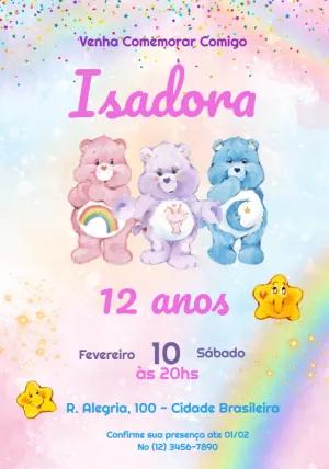 Convite Aniversário Ursinhos Carinhosos para Editar Online