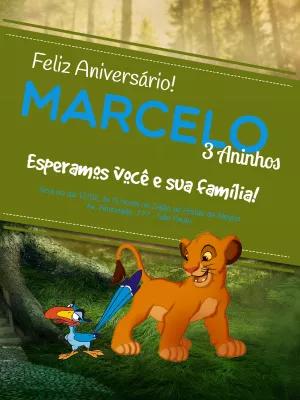 Convite de Aniversário Rei Leão com Simba para Editar Online