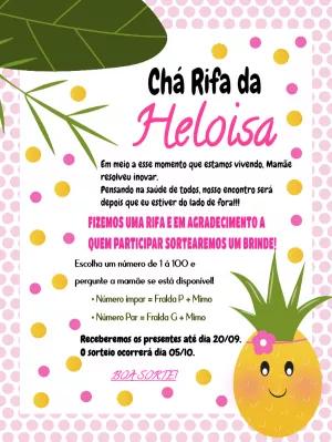 Convite Chá Rifa Abacaxi Tropical para Editar Online