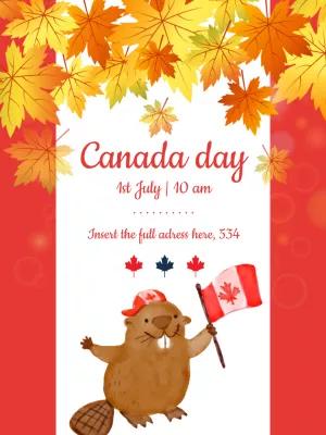 Canada Day Invitation with Beaver to Edit Online