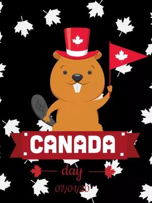 Editable Canada Day Post with Cute Beaver to Customize