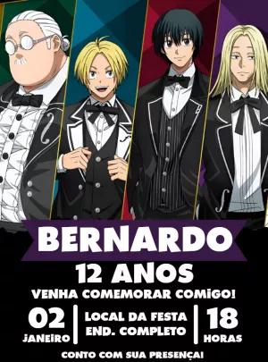Convite de Aniversário Sakamoto Days com Personagens para Editar
