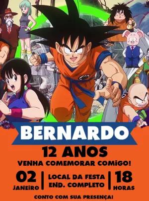 Convite de Aniversário Dragon Ball com Goku para Editar Online