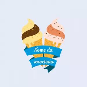 Logo Editável para Sorveteria com Casquinhas de Sorvete