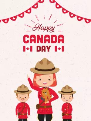 Canada Day Post with Mountie Characters to Edit Online
