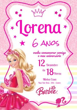 Convite Aniversário Barbie Princesa para Editar Online
