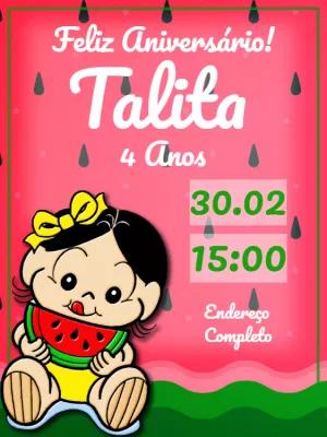 Convite Aniversário Magali Baby Turma da Mônica para Editar
