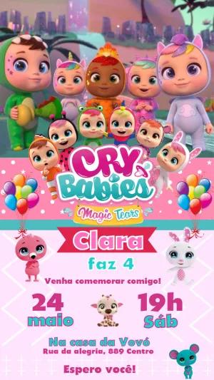 Convite Aniversário Cry Babies Magic Tears para Editar Online