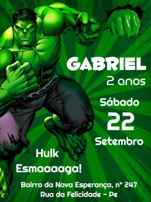 Convite de Aniversário do Hulk para Editar Online Grátis