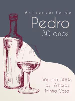 Convite de Aniversário Vinho Elegante para Editar Online