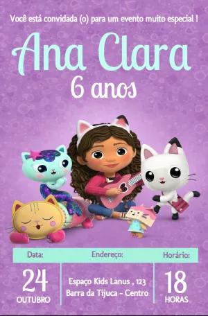 Convite de Aniversário Casa Mágica da Gabby para Editar Online