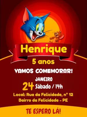 Convite Aniversário Tom e Jerry para Editar Online