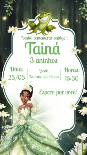 Convite Aniversário Tiana A Princesa e o Sapo para Editar