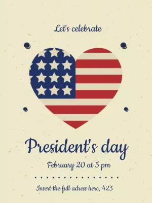 President's Day Invitation with Heart Flag to Edit Online