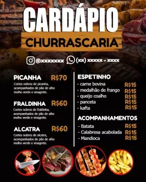 Cardápio de Churrascaria com Fotos para Editar Online