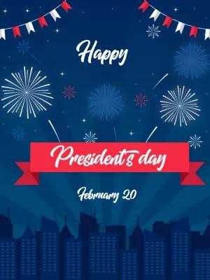 Happy President's Day Card with Fireworks | Editable Online