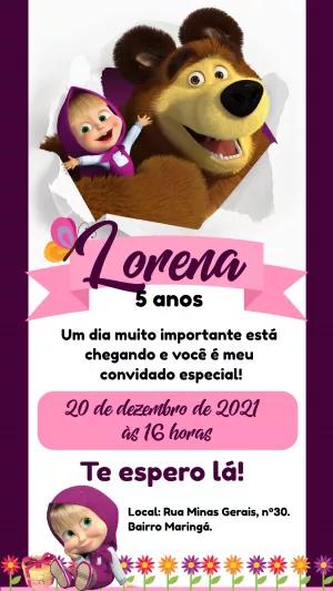 Convite de Aniversário Masha e o Urso para Editar Online