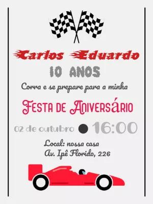 Convite de Aniversário Fórmula 1 para Editar Online