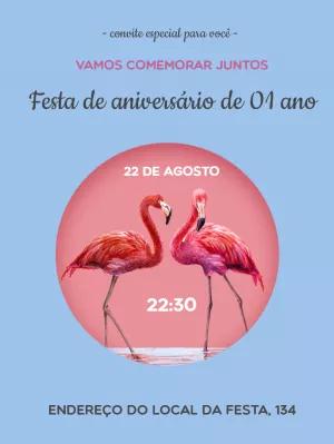 Convite Aniversário Flamingo Tropical Editável Online