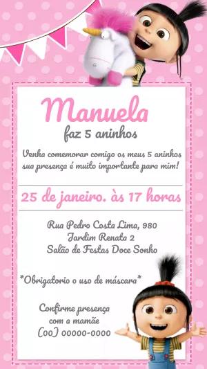 Convite Aniversário Agnes Meu Malvado Favorito para Editar Online