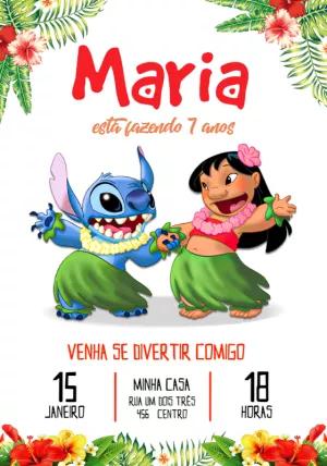 Convite de Aniversário Lilo e Stitch Tropical para Editar Online