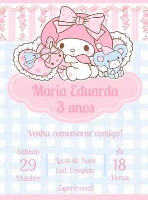 Convite de Aniversário My Melody Rosa para Editar Online