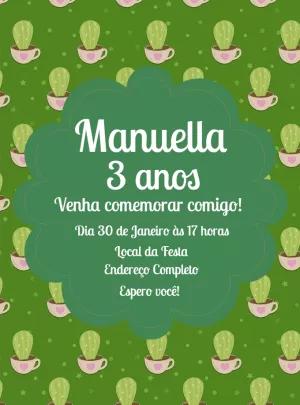 Convite de Aniversário Cactos Fofo para Editar Online