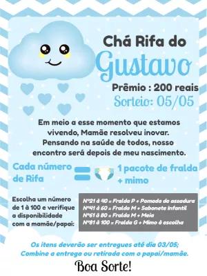 Convite Chá Rifa Chuva de Amor Menino para Editar Online