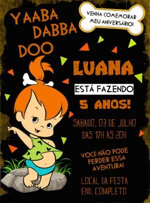 Convite de Aniversário Pedrita Flintstones para Editar Online