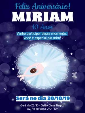 Convite de Aniversário Bailarina para Editar Online