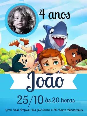 Convite Aniversário Tubarão com Foto para Editar Online