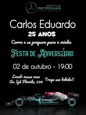 Convite Aniversário Mercedes Fórmula 1 para Editar Online