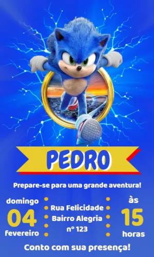 Convite de Aniversário Sonic: Edite Online para Enviar