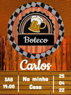 Convite de Aniversário Boteco Bar para Editar Online