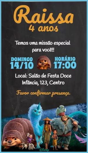 Convite Aniversário Raya e o Último Dragão para Editar Online