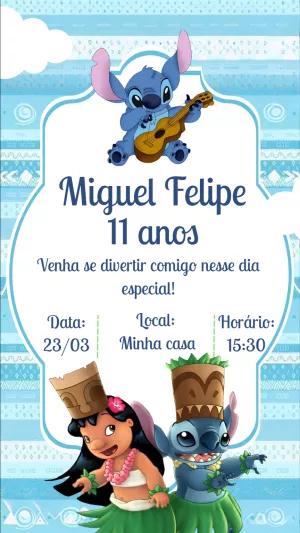 Convite de Aniversário Lilo e Stitch para Editar Online