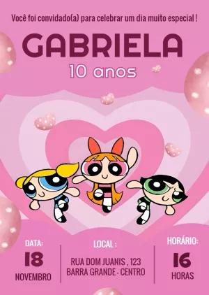 Convite de Aniversário Meninas Super Poderosas para Editar