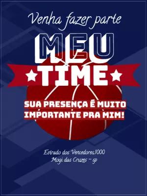 Convite Aniversário Basquete Meu Time para Editar Online