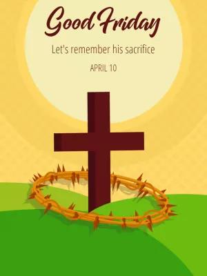 Editable Good Friday Card with Cross and Crown of Thorns
