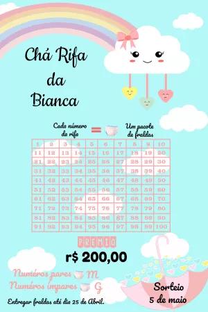 Chá Rifa Chuva de Amor com Nuvem e Arco-íris para Editar Online