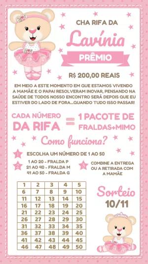 Convite Chá Rifa Ursinha Princesa para Editar e Imprimir