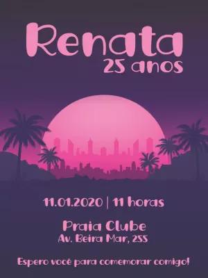 Convite Aniversário Tardezinha Retrowave para Editar Online