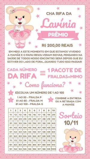 Chá Rifa Ursinha Princesa Editável Online para Editar
