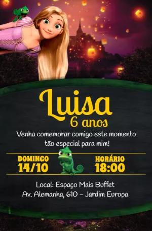 Convite Aniversário Rapunzel Enrolados para Editar Online