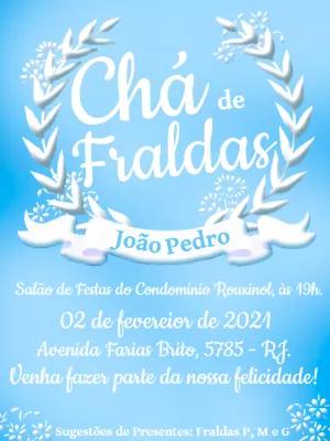 Convite Chá de Fraldas Menino Louros para Editar Online