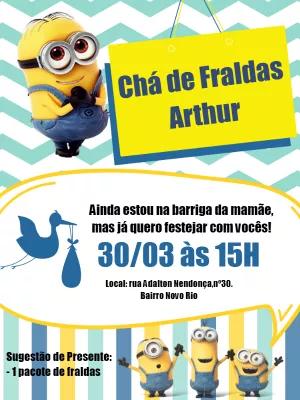 Convite Chá de Fraldas Minions para Editar Online