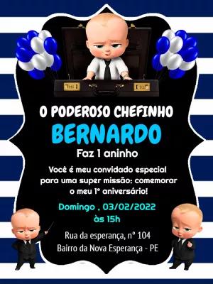 Convite de Aniversário Poderoso Chefinho para Editar Online
